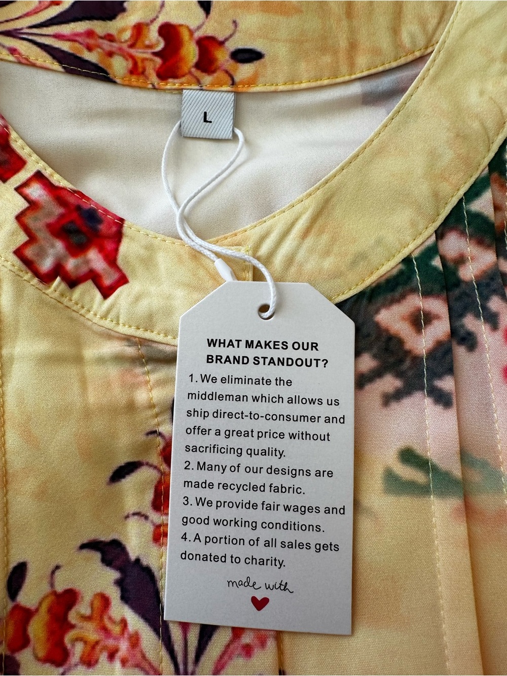 Boho Yellow Printed Maxi Dress Size: Large Puff Sleeve Button Front Cottagecore - Picture 5 of 7